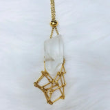 Crystal Cage Necklace Holder Net Metal Chain Stone Collecting