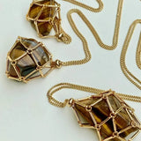 Crystal Cage Necklace Holder Net Metal Chain Stone Collecting