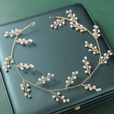 Crystal Pearls Wedding Headbands For Women Bride Silver Rose Hair Accessories