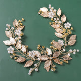 Crystal Pearls Wedding Headbands For Women Bride Silver Rose Hair Accessories