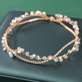 Crystal Pearls Wedding Headbands For Women Bride Silver Rose Hair Accessories