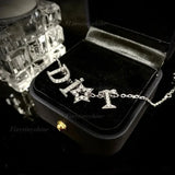 Crystal Star Pendant Bracelet Zirconia Letter D Charm Chain Party