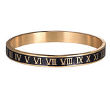 Roman Numeral Couple Bangle Stainless Steel Bracelet