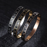 Roman Numeral Couple Bangle Stainless Steel Bracelet