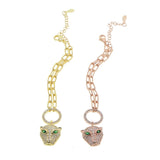 Leopard Charm Bracelet Bling CZ Chain Adjusted Bracelet