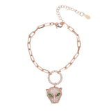 Leopard Charm Bracelet Bling CZ Chain Adjusted Bracelet