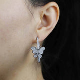 Delicate Butterfly Hoop Earring with Mini Cubic Zirconia for Women
