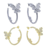 Delicate Butterfly Hoop Earring with Mini Cubic Zirconia for Women