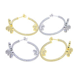 Delicate Butterfly Hoop Earring with Mini Cubic Zirconia for Women