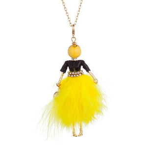 Feather Dress Necklace Ball Bag Pendant Statement Jewelry