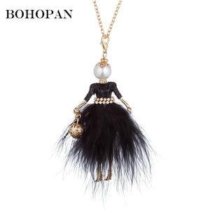 Feather Dress Necklace Ball Bag Pendant Statement Jewelry