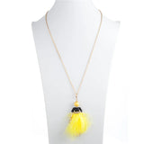 Feather Dress Necklace Ball Bag Pendant Statement Jewelry