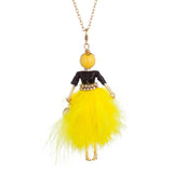 Feather Dress Necklace Ball Bag Pendant Statement Jewelry