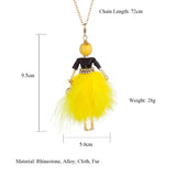 Feather Dress Necklace Ball Bag Pendant Statement Jewelry