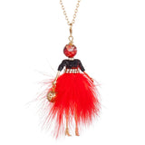 Feather Dress Necklace Ball Bag Pendant Statement Jewelry