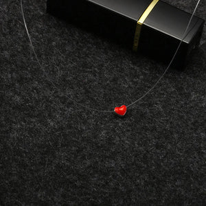 Crystal Choker Necklace Oil Heart Charms Invisible Fish Line Women Jewelry Gift