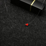 Crystal Choker Necklace Oil Heart Charms Invisible Fish Line Women Jewelry Gift