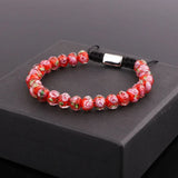 Handmade Glass Rose Flower Bead Bracelet for Women