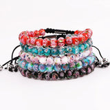 Handmade Glass Rose Flower Bead Bracelet for Women