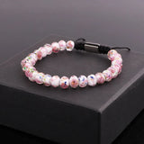 Handmade Glass Rose Flower Bead Bracelet for Women