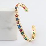 Heart CZ Crystal Rainbow Bangle Wedding Jewelry