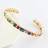 Heart CZ Crystal Rainbow Bangle Wedding Jewelry