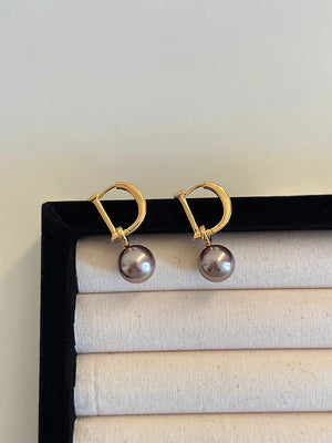 Vintage French Style D Earrings with Pearl Beads