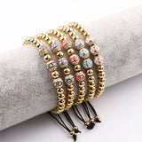 Enamel Evil Eye Ball Charm Beaded Macrame Lucky Bracelet JBS12341