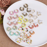 Boho Enamel Small Hoop Earrings Multicolor Geometric Circle Wedding Jewelry