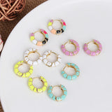Boho Enamel Small Hoop Earrings Multicolor Geometric Circle Wedding Jewelry