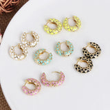 Boho Enamel Small Hoop Earrings Multicolor Geometric Circle Wedding Jewelry