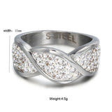 Leaf Ring Stainless Steel Austrian Crystal Jewelry