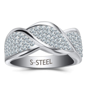 Leaf Ring Stainless Steel Austrian Crystal Jewelry