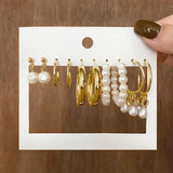 Exaggerated Pearl Twist Big Hoop Earrings Set
