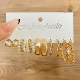 Exaggerated Pearl Twist Big Hoop Earrings Set