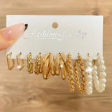 Exaggerated Pearl Twist Big Hoop Earrings Set