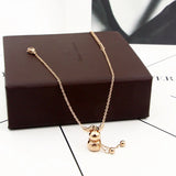 Chinese Element Bead Fu Character Gourd Anklets Titanium Steel Rose Jewelry