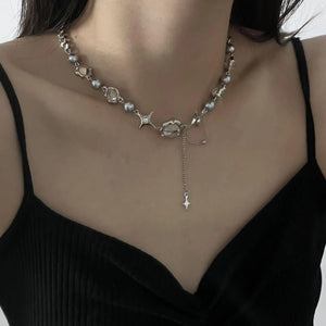 Geometric Crystal Chains Choker Necklace for Women Wedding