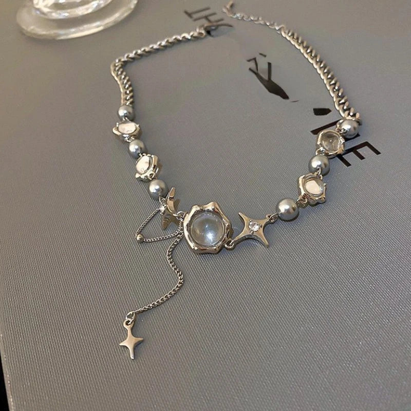 Geometric Crystal Chains Choker Necklace for Women Wedding
