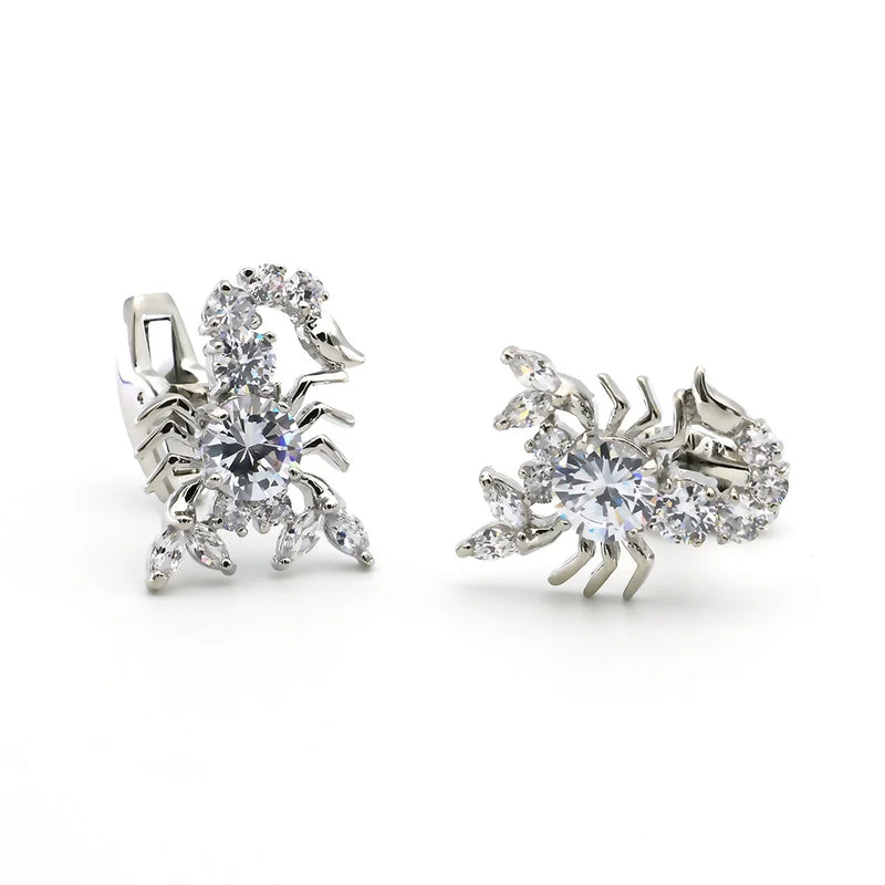 Crystal Scorpion Cuff Links Men's Brass Red