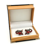 Crystal Scorpion Cuff Links Men's Brass Red