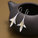 925 Silver Long Flower Earrings Woman Gift Jewelry Pendientes