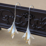 925 Silver Long Flower Earrings Woman Gift Jewelry Pendientes