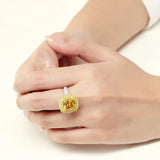 Big Yellow Stone CZ Square Ring for Women