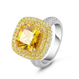 Big Yellow Stone CZ Square Ring for Women