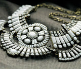 Glass Square Pendant Collar Necklace