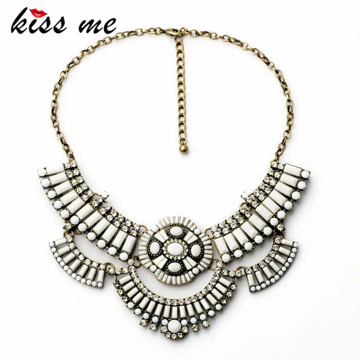 Glass Square Pendant Collar Necklace