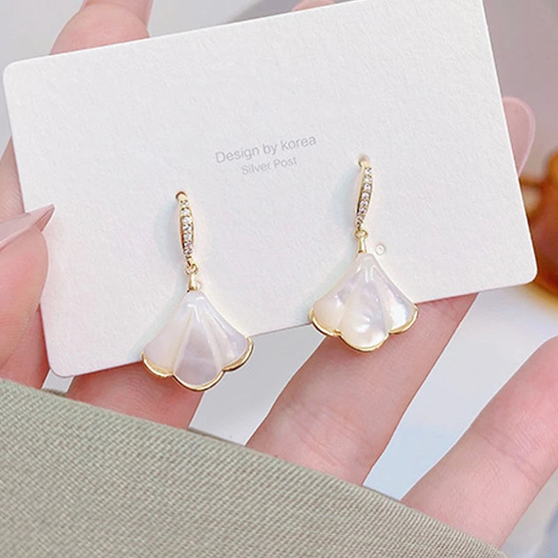 Shell Women Earring Charm 14K Real Drop Earrings Bijoux Jewelry Gift