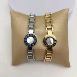 Stainless Steel Link Chain Bracelet Roman Number Shell Bangle