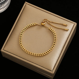 Stainless Steel Link Chain Bracelets for Women Men Hip-hop Rock